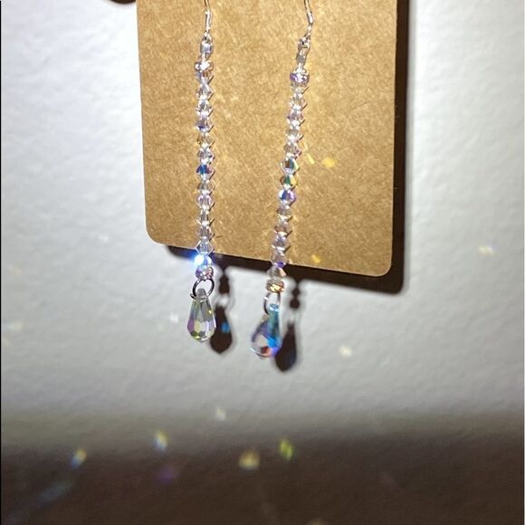 Handmade Austrian Crystal and .925 Sterling Silver Tear Drop Earings - Picture 5 of 5